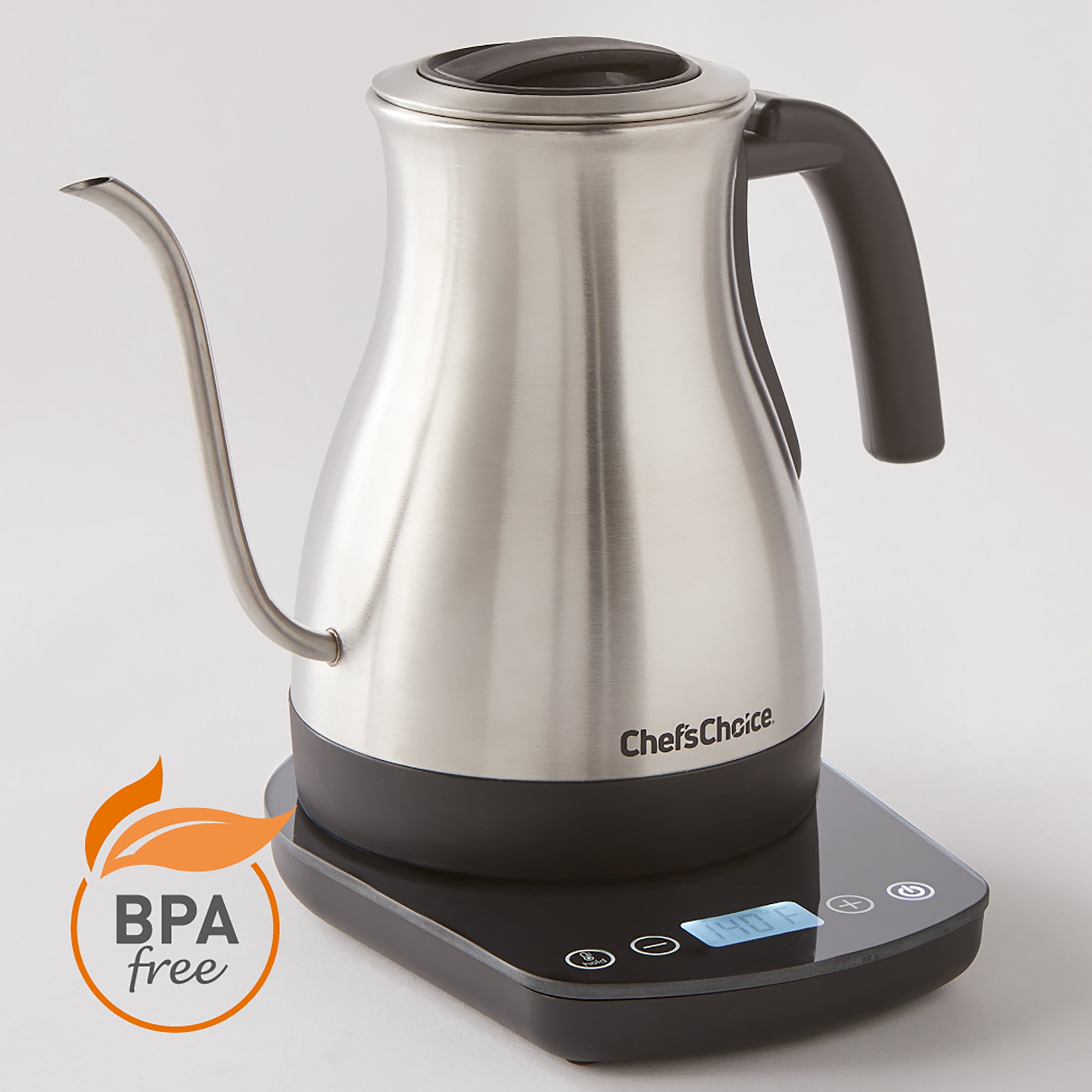 Chef'sChoice Electric Gooseneck Pour Over Kettle with Digital Touchscreen Control, 1 Liter Capacity, in Brushed Stainless Steel (KTCC1LSS13)