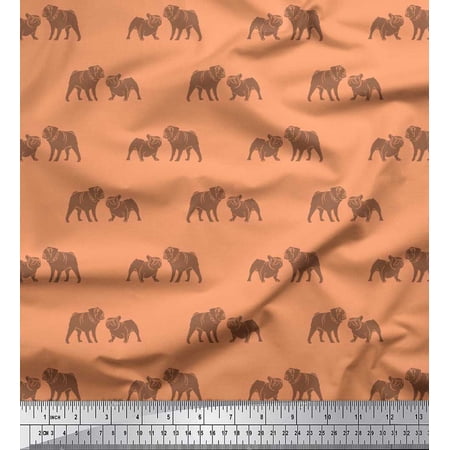 Soimoi Moss Georgette Fabric Bull Dog Print Fabric by The Yard 42 Inch Wide