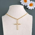 thumbnail image 3 of Pearl Cross Necklace for Women Gifts for Christmas Baroque Pearl Necklaces Big Gold/Silver Cross Necklace Stainless Steel Chain Necklace for Men Trendy Christian Gifts (Gold-3), 3 of 5