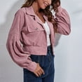 thumbnail image 5 of Sexlip Women's Faux Suede Cropped Jacket Casual Lightweight Fall Fashion 2025 Winter Coats Outerwear Trendy Clothes Pink L, 5 of 6