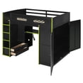 thumbnail image 4 of Mirightone Gaming Loft Bed with Desk ,Wardrobe, Ample Storage Space, and RGB LED Light, Full Size Wood Loft Bed Frame with Storage Shelve for Boys Girls Teens.(Green), 4 of 7