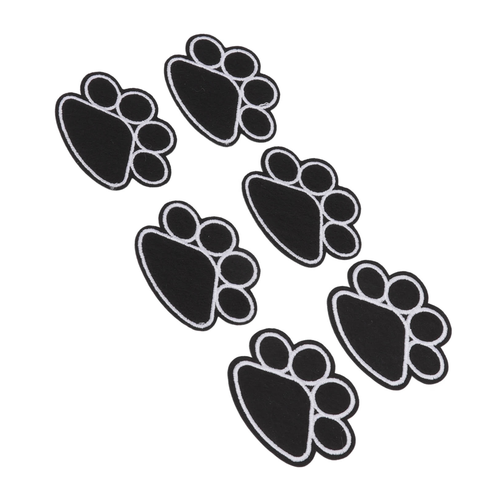 12Pcs Embroidered Patches Cute Black Puppy Paw Shape Easy Ironing ...