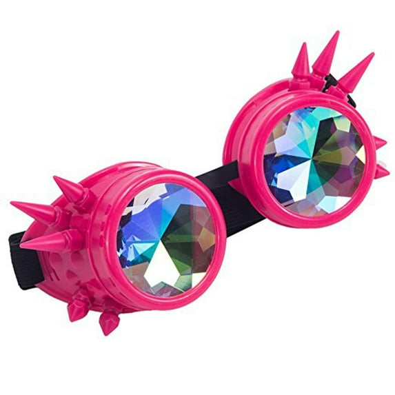 LELINTA Vintage Rivet Diffraction Laser Goggles Welding SteampuLELINTA Glasses Rainbow Crystal Lens