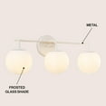 thumbnail image 6 of Jonathan Y 25" 3-Light Metal/Frosted Glass Contemporary LED Vanity Light, Almond, 6 of 7