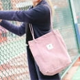 thumbnail image 4 of Bolso de mano de pana para mujer, bolso de pana para mujer, bolso de hombro reutilizable para compras, oficina, escuela, viajes, 4 of 5
