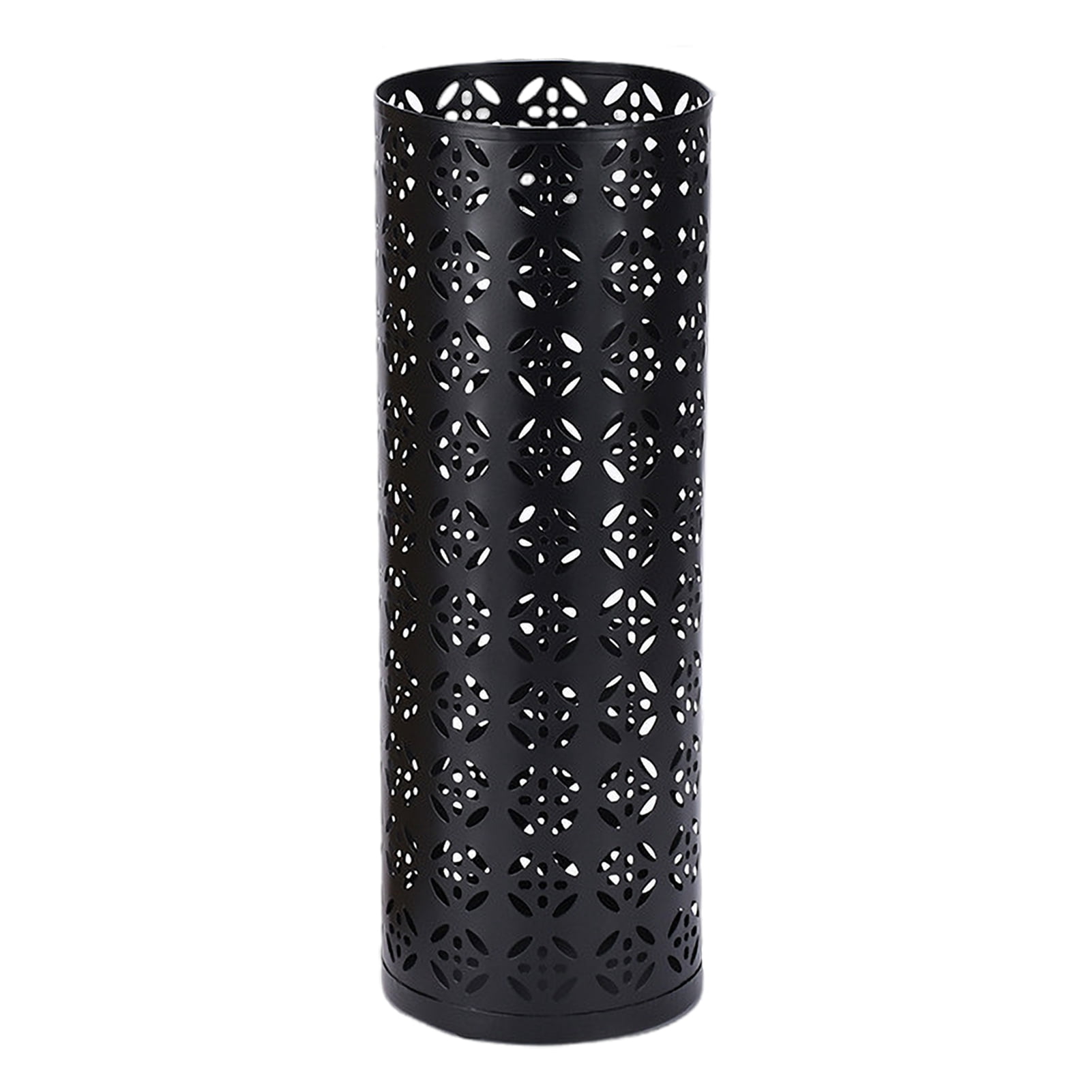 Opvise Umbrella Stand Rack Rustproof Corrosion Resistant Compact Design Metal Hollowed Freestanding Round Umbrella Holder Organizer Bin