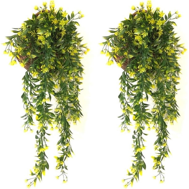 Piezas de Plantas Artificiales Colgantes Verdes Vid de Hiedra Artificial Hgende Plantas Artificiales Plantas de Plástico Plantas Artificiales Colgantes para el Jardín del Hogar Verde
