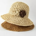 thumbnail image 6 of CoCopeaunts Women's Straw Bucket Hat Sweet Woven Flower Decorate Wide Brim Floppy Fisherman Hat Summer Outdoor Sunscreen, 6 of 8