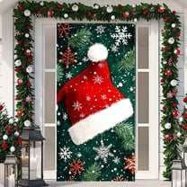 Christmas Door Curtain, Decorative Door Cover, Holiday Scene Layout Backdrop for Home and Party Display