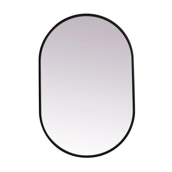 20 x 30 in. Metal Frame Oval Mirror, Black