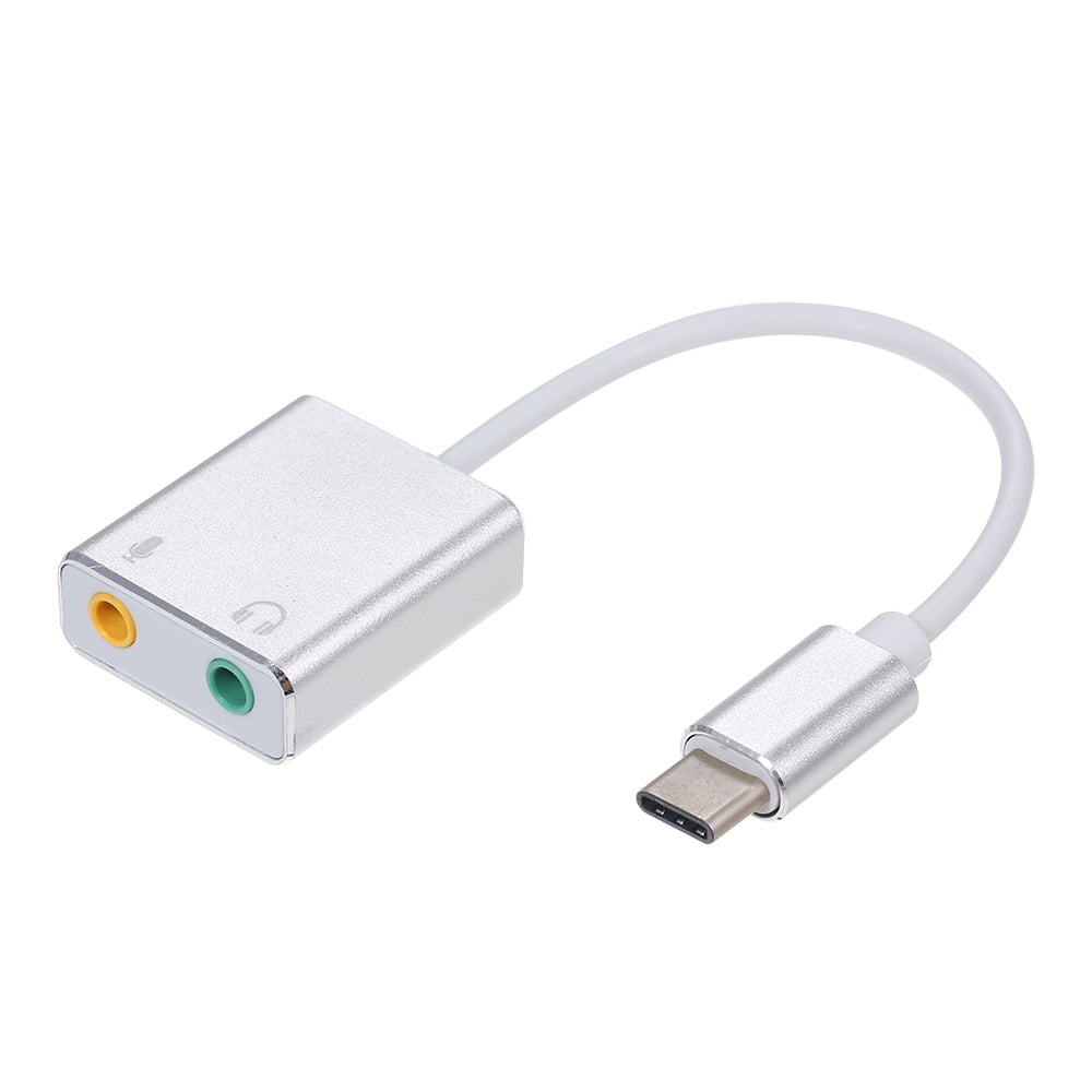 USB 3.1 Type C External Virtual HIFI 3D Sound Card 3.5mm Mic Adapter Converter
