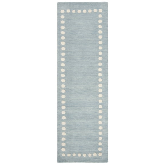 SAFAVIEH Kids Dotted Border Runner Rug, Blue/Ivory, 2'6" x 6'