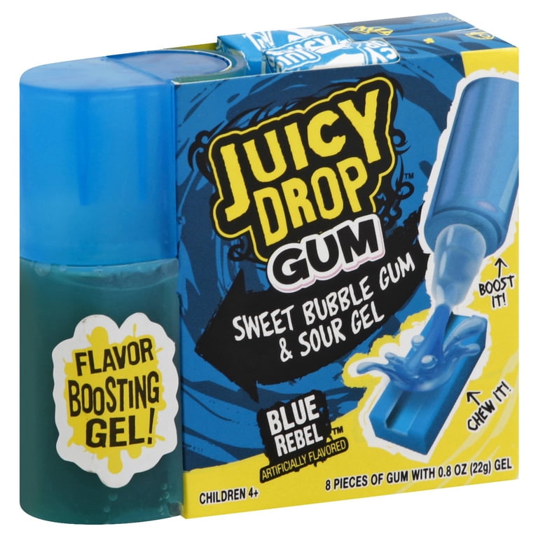 Juicy Drop Gum, Sweet Bubble Gum Pack with Sour Gel Applicator