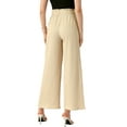 thumbnail image 3 of INSPIRAR CHIC Pantalones de pierna ancha para mujer con bolsillos, nudo atado, cintura alta, pantalones palazzo XL color albaricoque, 3 of 6