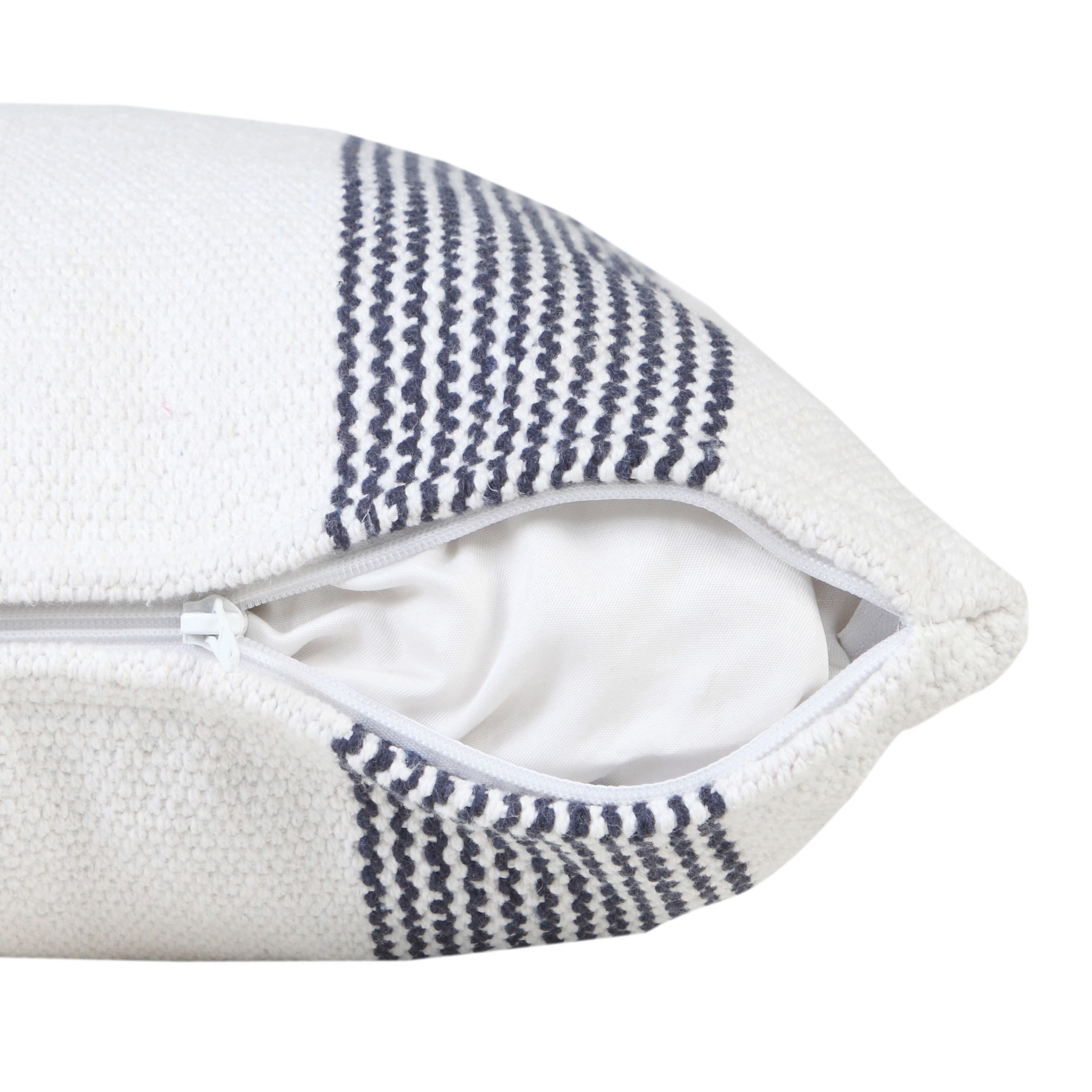 LR Home Cassidy Set of 2 Pale Blue/White Striped Cotton Adult Decorative Throw Pillow