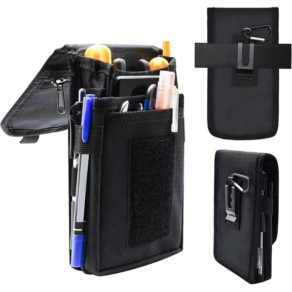 Belt Tool Pouch, Tactical Utility Organizer with Cell Phone Holder, Durable Heavy-Duty 1000D Nylon EDC Multitool Holster with Multi-Pockets for Electricians, Handymen, Work, Hiking, Daily Use