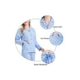 thumbnail image 2 of Apparonia Pjs mujer algodón: camisa m/larga c/botones al frente y pantalón. Ropa de dormir c/cuello con solapa. Conj. de descanso con linda flor azul. Talla XXL, 2 of 7
