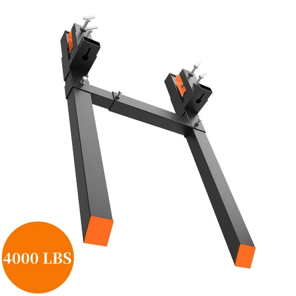 Aoile 60" Clamp on Pallet Forks with Stabilizer Bar, 4000 Lbs Heavy Duty Pallet Forks for Tractor Bucket, Skid Steer, Black