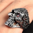 thumbnail image 3 of Mens Alloy Electroplated Skull Ring with Red Diamond Zircon Stone Simple One-Eye Design and Ideal Gift for Him Fashion Jewelry Ring, 3 of 5