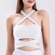 thumbnail image 3 of Playeras,Blusas y Tops,Ropa para Mujer Workout Tank Tops Mujer Mujeres vendaje cuello sin mangas Tops correr entrenamiento Yoga moda deportes Tops (White, M), 3 of 7