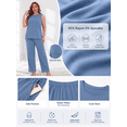 thumbnail image 5 of PINKSIR Plus Size Lounge Sets for Women Sleeveless Tank Top Wide Leg Pants Soft Comfy Pajama Set Loose 2 Piece Outfit with Pockets Gray Blue 1X-4X, 5 of 8