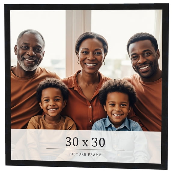 30x30 Frame Black Real Wood Picture Frame Width 0.75 inches | Interior Frame Depth 0.5 inches |
