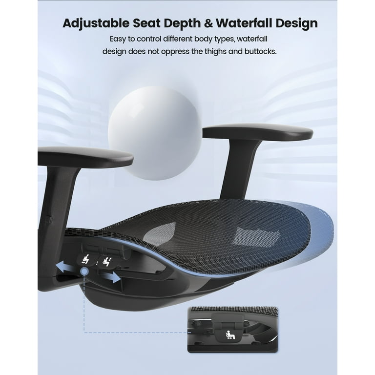 Ergonomic Office Chair Mesh - Seat Depth Adjustable Home Office