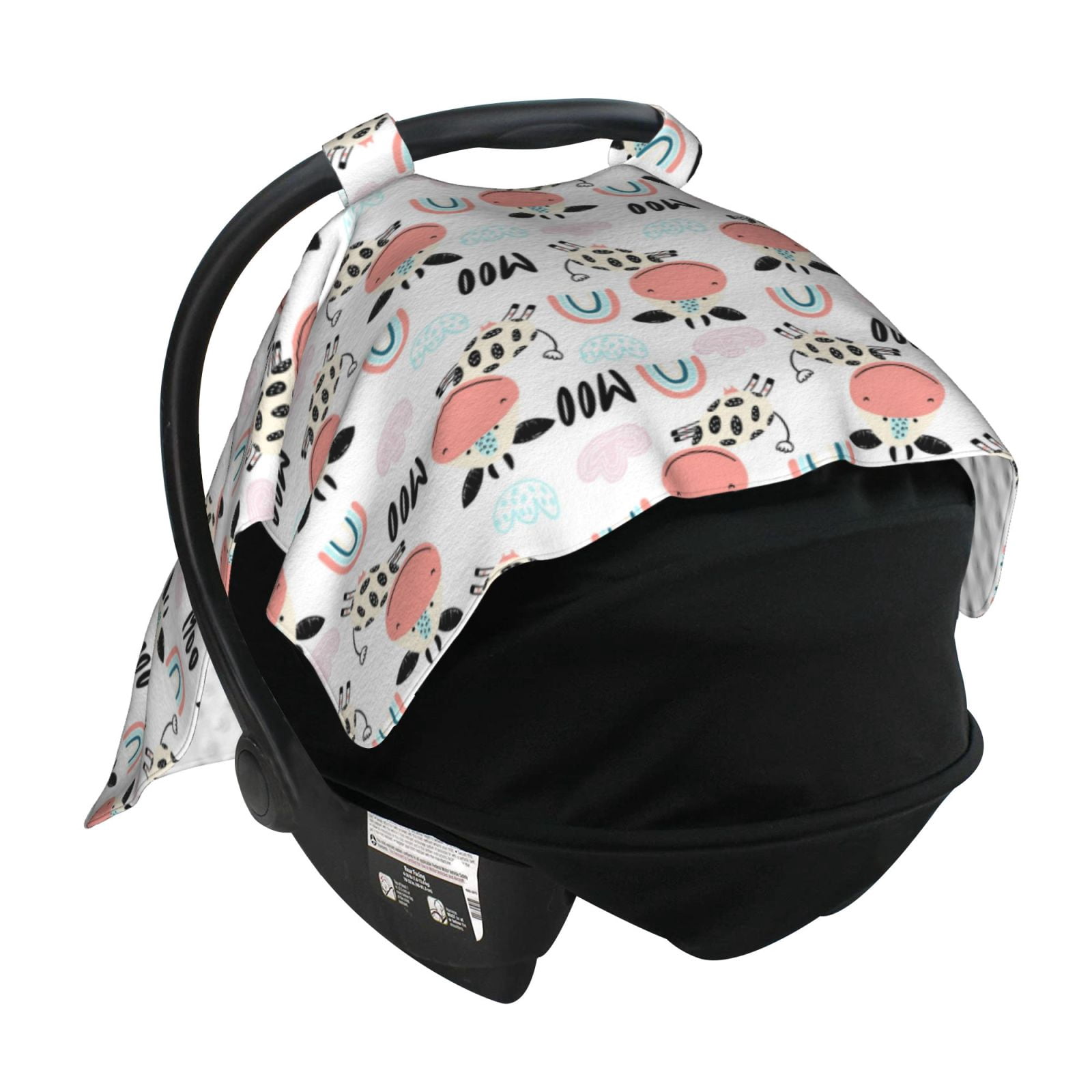 Car Seat Cover Baby - Funny Cute Cow Rainbow Clouds Breathable Infant Car Seat Cover for Baby Carseat, Lightweight Comfort Baby Essentials Must Haves Newborn Stuff for Girl Boy