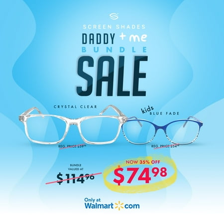 Screen Shades Mother's Day Bundle - Blue Light Blocking Computer Glasses - SS102 Crystal & SS601 Blue Fade - UV Protection - Relieve Eye Strain and Prevent Headaches From Device Use and Gaming