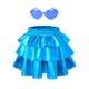 thumbnail image 2 of Falda metálica con volantes brillantes para niñas, azul celeste, talla 6-7, 2 of 7