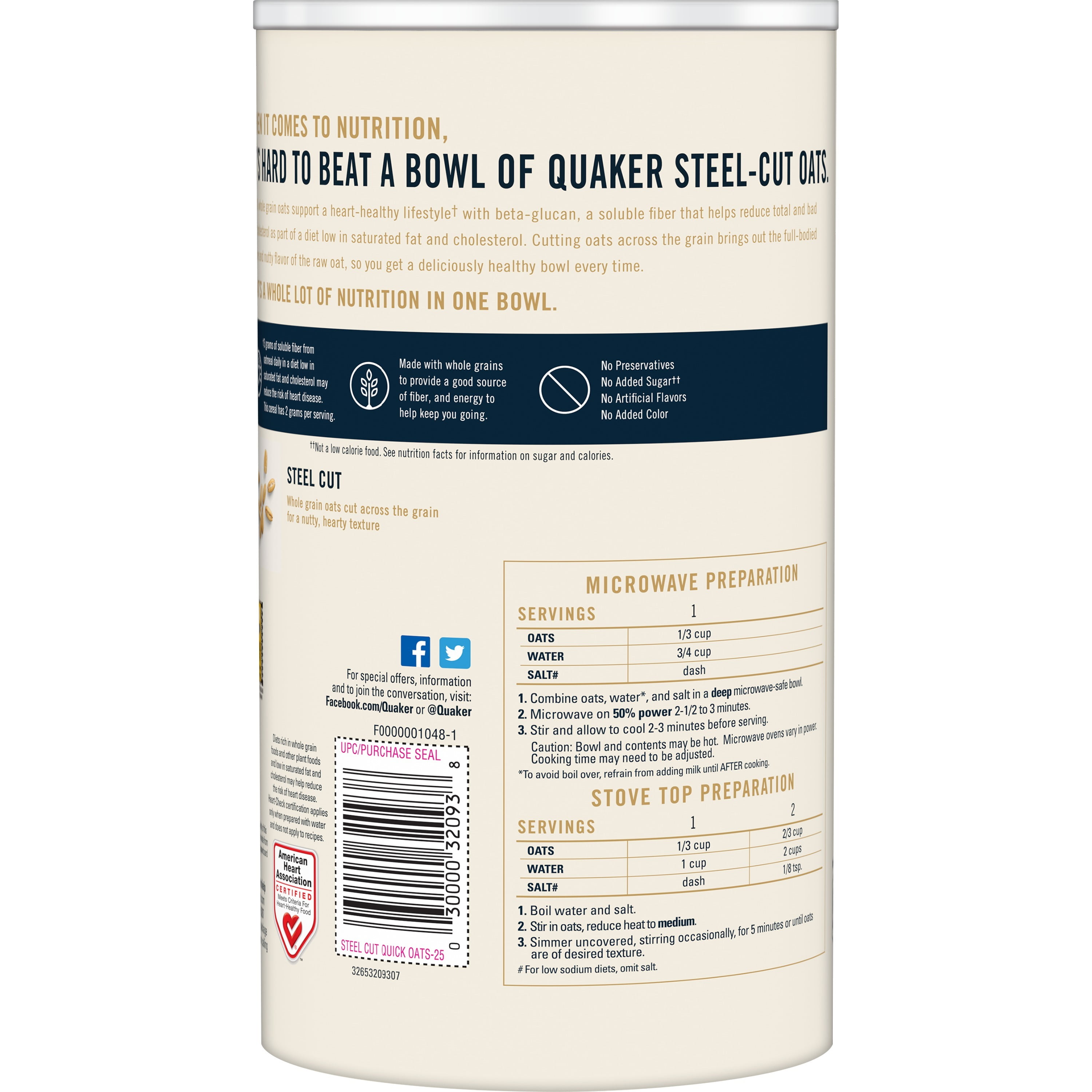 Quaker Steel Cut Oats Nutrition Data Besto Blog