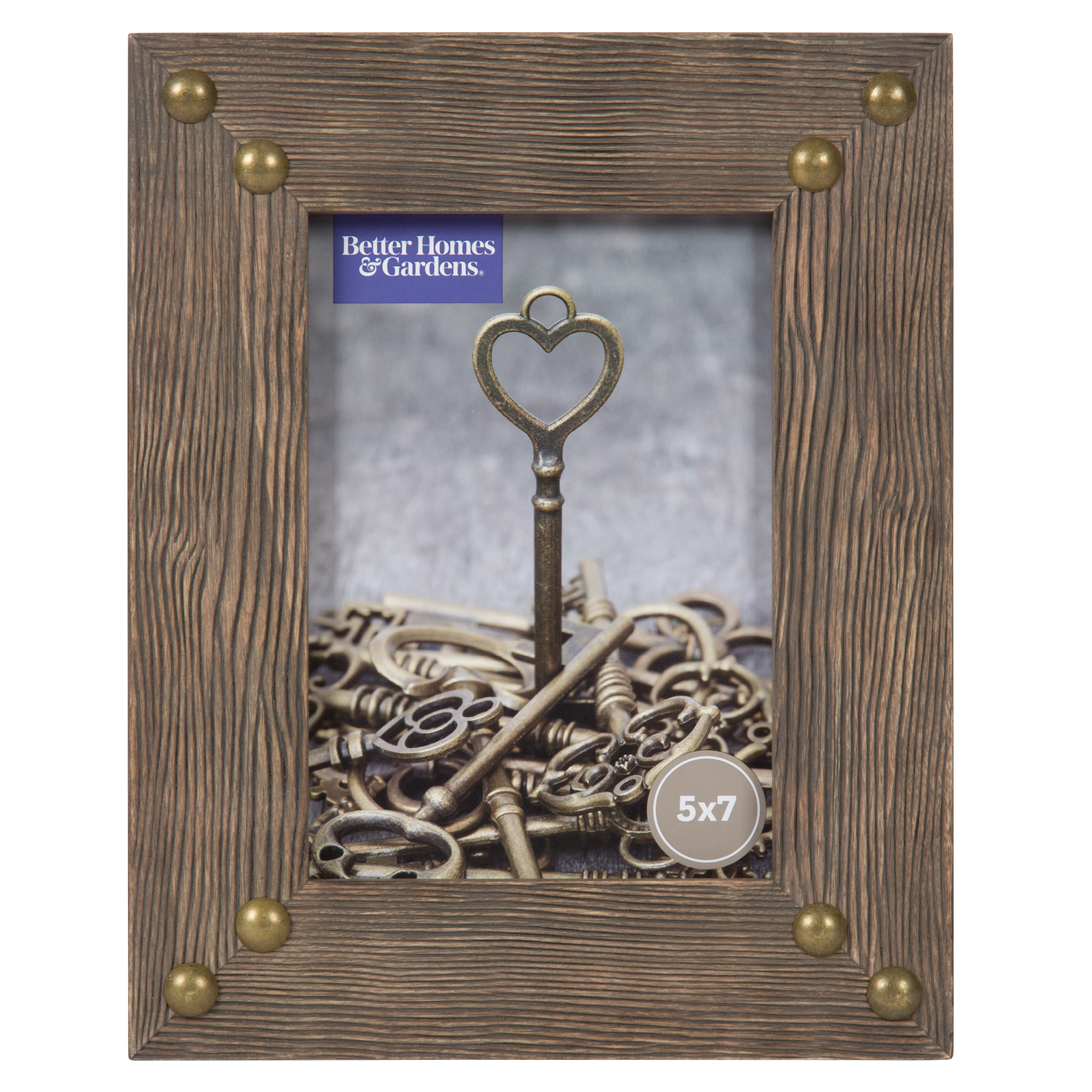 Better Homes & Gardens 5" x 7" Rustic Wood with Metal Picture Frame