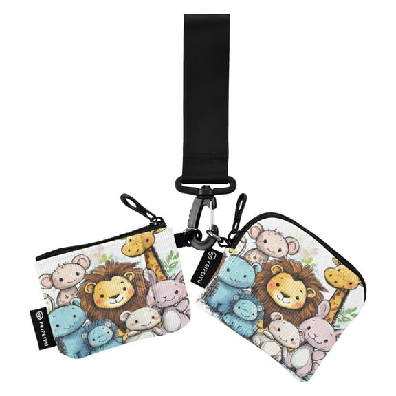 Portable Coin Purse Two 4.13x4.13 Iinches 4.13x3.5 Inches Wrist Coin Purse Keys Coin Purse Portable Women's Purse Super Cute Little Animals