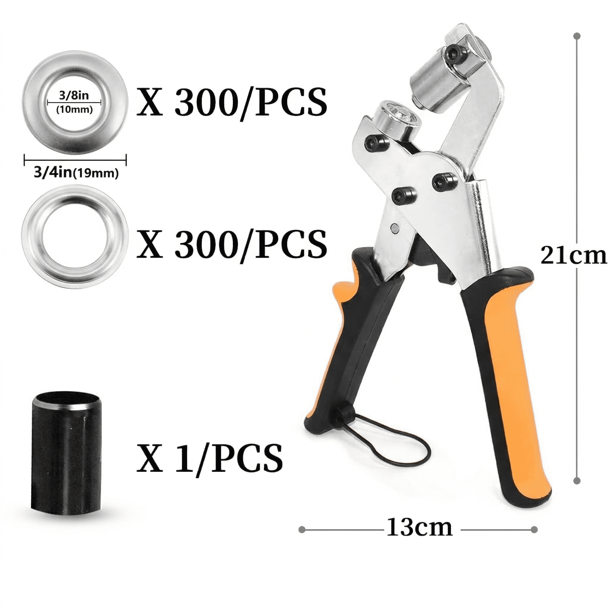 Zthluyc Grommet Tool Kit,3/8 Inch (10mm) with 300pcs Silver Grommets & Washers,Heavy-Duty Eyelet Plier Set for Fabric,Tarps,Leather,Canvas,Belts & DIY Projects