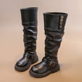 thumbnail image 6 of BXJX Girls Knee‑High Boots, Pull On Fashion Slip-Resistant Soft Sole Fall Winter Boots with Button Black Size 13 Little Kids, 6 of 10