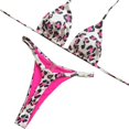 thumbnail image 2 of Guiexla 2Pcs/Set Sexy Women Bikini Set Leopard Print Halter Bra High Waist Lace-up Thong Set Bathing Suit Summer Beachwear, 2 of 8
