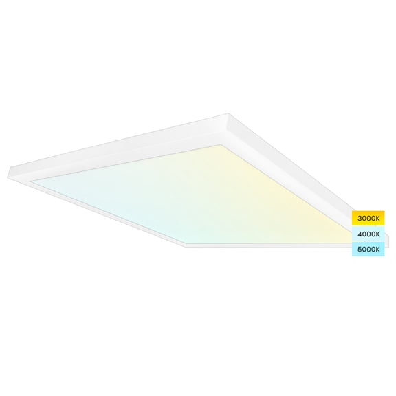 Luxrite 2x2 FT Surface Mount LED Flat Panel Light, 3 Color Selectable, 4000 Lumens, Dimmable, Damp Rated, UL Certified
