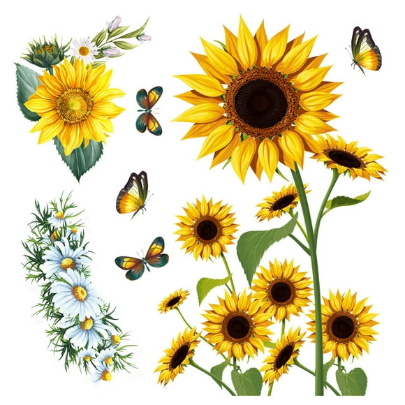 EGNMCR Wall Stickers, Cute Stickers Sunflower Wall Sticker Living Room Bedroom Background Wall Sticker Removable Wall Sticker Sunflower wallpaper