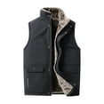 thumbnail image 2 of DUMUIELD Men's Puffer Vest Outerwear Sherpa Fleece Lined Coat Casual Sleeveless Jacket Outdoor Winter Warm Waistcoat Black,L, 2 of 6