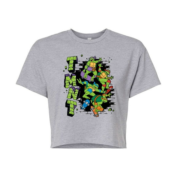 Teenage Mutant Ninja Turtles - Skateboards - Juniors Cropped Cotton Blend T-Shirt