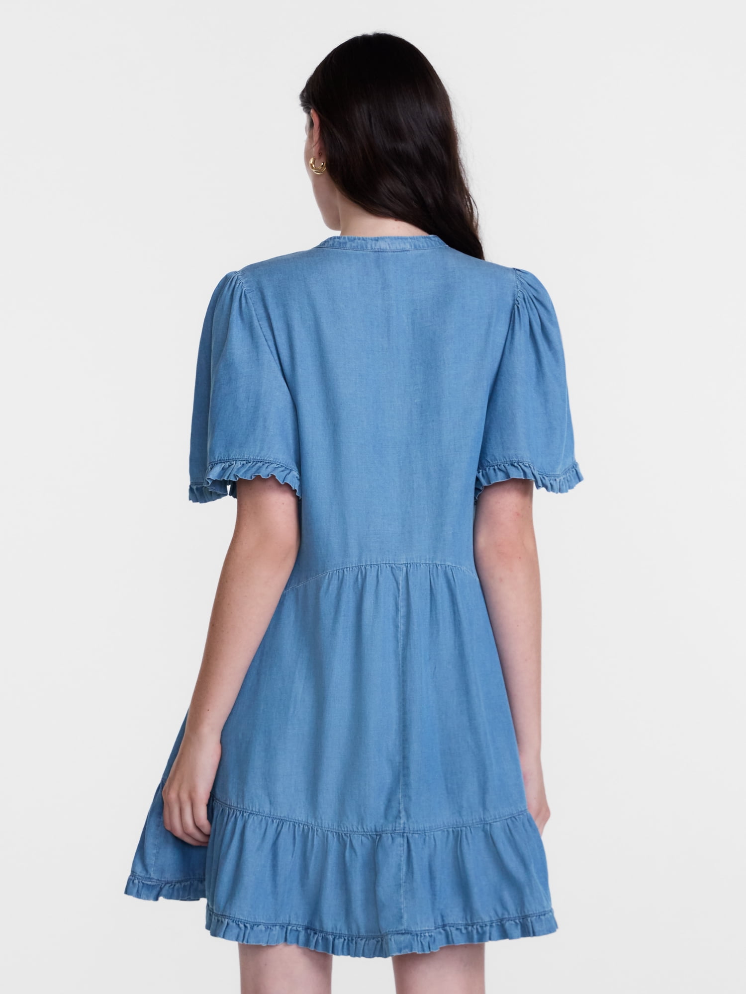Scenario Women's and Women's Plus Flounce Hem Dress with Flutter Sleeves, Sizes XXS-4X