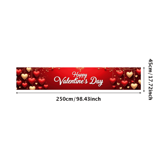 Valentine's Day Banner Heart Balloons Pink Roses Gift Box Backdrop Party Supplies Photography Props Romantic Decorations Festive Décor Background