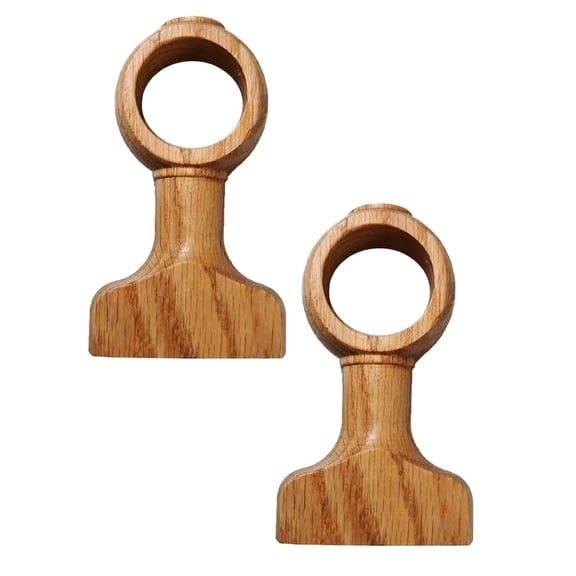 2-Pack Natural Wood Curtain Rod Brackets – Sturdy Wooden Curtain Rod Holders for 1.4" (1-2/5") Poles | Decorative Wood Curtain Supports for Living Room & Bedroom