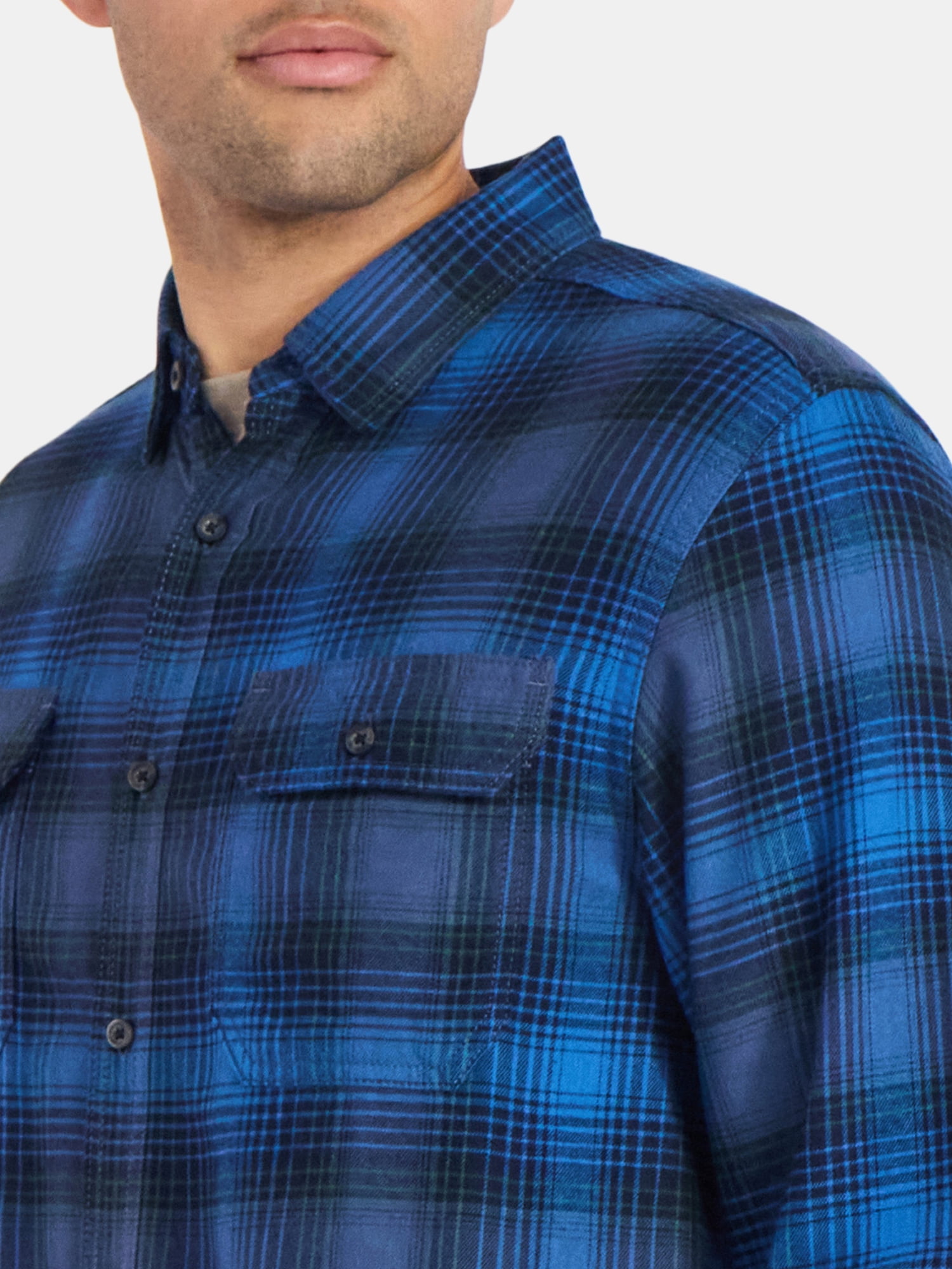 George Men's & Big Men's Relaxed Fit Double Pocket Flannel Shirt, Sizes XS-3XLT