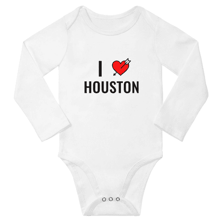 

I Love Houston Cute Baby Long Sleeve Bodysuit Boy Girl Unisex (White 12-18M)
