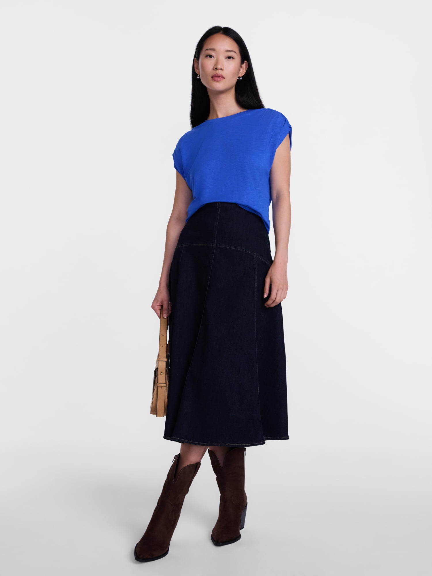 Scenario Women's and Women's Plus Shirred Shoulder Tee, Sizes XS-4X
