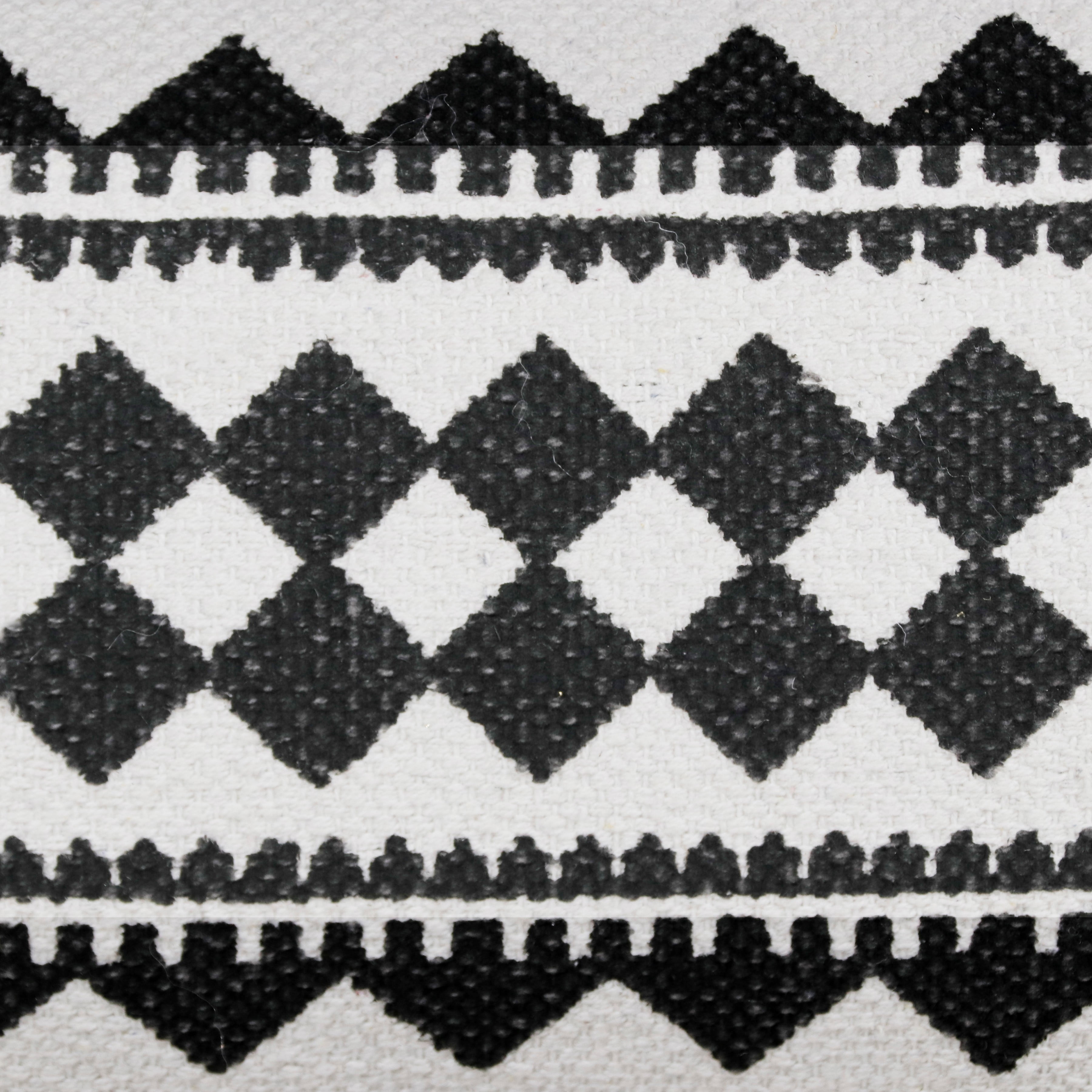 Desert Fields Naomi 14" x 36" Black/White Boho Stripe Cotton Blend Adult Lumbar Throw Pillow