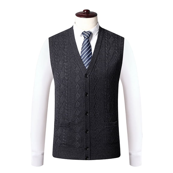 GBSYEWXS Vest Sweater For Men V-Neck Sleeveless Soft Knit Solid Color Black Sweaters