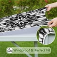 thumbnail image 6 of Black White Tie Dye Mandala Pattern Square Fitted Tablecloth with Elastic Edge,Square Table Cover,Washable Elastic Table Cover for Home Kitchen Party Decor 36"x36", 6 of 6