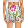 thumbnail image 4 of Uemuo Vintage Wood Background with Floral Pattern Women's Athletic Shorts High Waisted Running Shorts with Liner Pockets Gym Elastic Workout Shorts-, 4 of 9